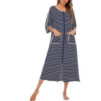 Bata larga con cremallera para mujer, ropa de dormir de longitud completa con bolsillos, camisón de manga 3/4, bata de baño - details 23