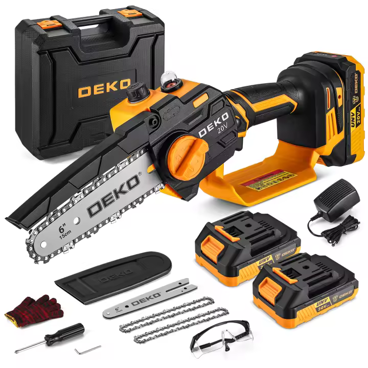 DEKO-Mini Motosierra Inalámbrica de 550w, Máquina de Aceite de 6 pulgadas, aGarden portátil con batería, herramientas - 1