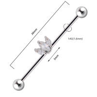 Piercing de titanio g23, 14g, Ópalo, Luna, flor, pendientes de tuerca, doble oreja, puente de oreja, joyería, 1 ud. - details 8