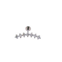 Piercing labret de acero quirúrgico para cartílago, pendiente largo de circonia cúbica, con rosca interna, de 16g, para tragus, con hélice delantera y parte posterior plana, 100%, 316L - details 9