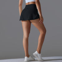 Falda de Yoga Hamidou Secado Rápido, Elasticidad, Doble Capa, Color Sólido para Tenis, Correr, Actividades Deportivas - details 12