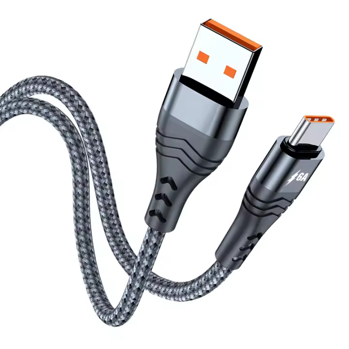 Cable de carga súper rápida USB tipo C, 6A, 66W, nailon trenzado, línea de carga Flash MAX para Samsung, Huawei, Xiaomi, 0,5-3M - 1