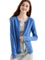 LINY XIN Women's Crew Neck Cardigan Sweater 100% Merino Wool Spring Fall Lightweight Soft Long Sleeve Knitted Coat - details 43
