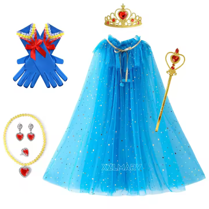 Disfraz de princesa con capucha para niñas, capa de Anna, Elsa, Aurora, Rapunzel, ropa de fiesta de lujo, accesorios de fiesta para niños - 1