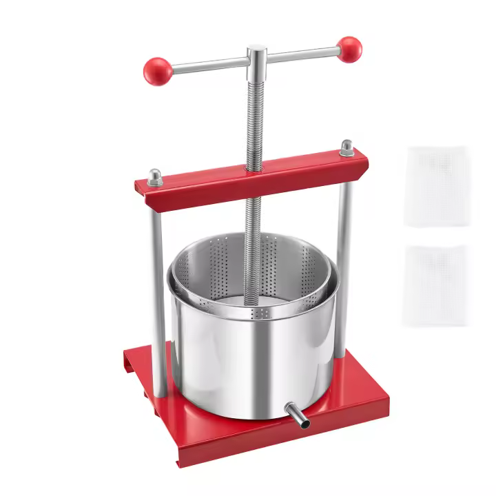SucceBuy Prensa manual para frutas y vinos, acero inoxidable de 1,6 galones/6 litros para hacer jugos - 1