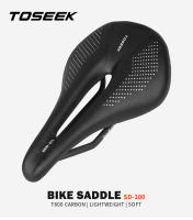 TOSEEK Full Carbon Saddle MTB/Road Bike Saddle 143/155MM Super Light Leather Carbon Cushions 135g Carbon Rails Bicycle Seat - details 0