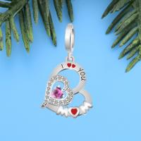 Pulsera de Encanto Original para Hacer Joyería de Día de Madre Regalo para Mujeres 100% Plata 925 Corazón de Pareja 'Yo Te Amo' con Cuentas - details 2