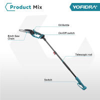 YOFIDRA - Podadora Telescópica Eléctrica Inalámbrica de 8 Pulgadas, 2 en 1, Motosierra para Ramas Altas, Herramienta de Podar para Jardín, Compatible con Batería Makita de 18V, Juego de Pines - details 1