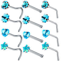 Juego de pendientes de acero quirúrgico para piercing de nariz, conjunto de anillos cuadrados para piercing en forma de l, Estrella real, 4 piezas - details 5