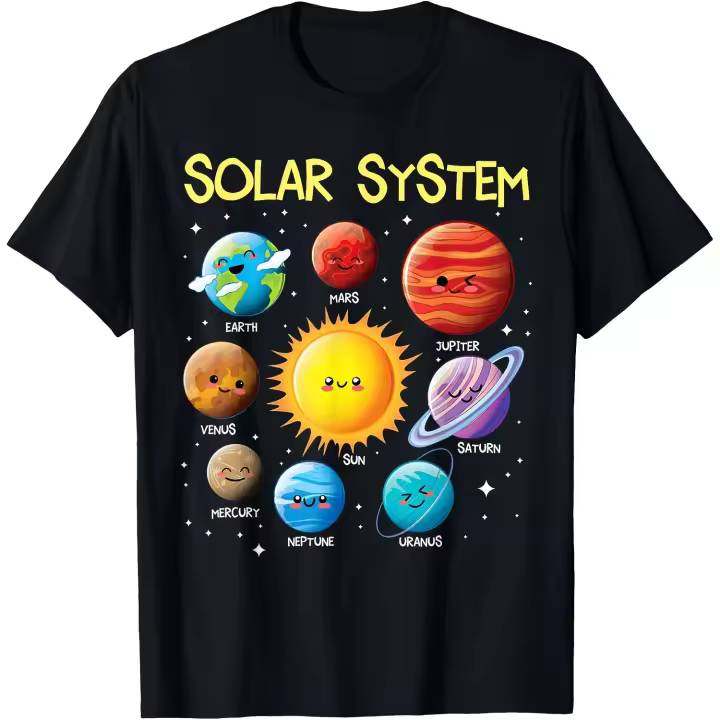 Camiseta para hombre con diseño de sistema solar, cara bonita, planetas, ciencia espacial, profesor, escuela - 1