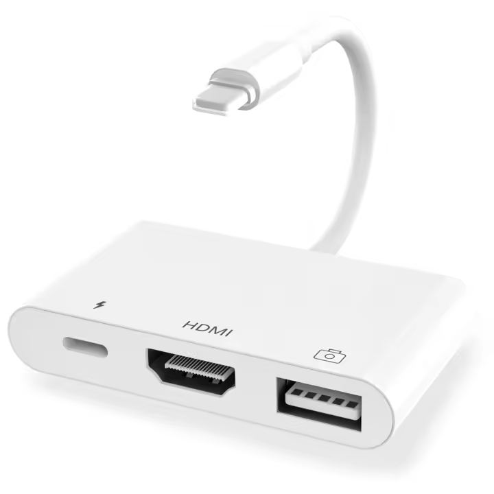 Adaptador Lightning a HDMI para iPhone, iPad a TV, adaptador USB Dual OTG, adaptador de micrófono para iPhone, transmisión en vivo con carga - 1