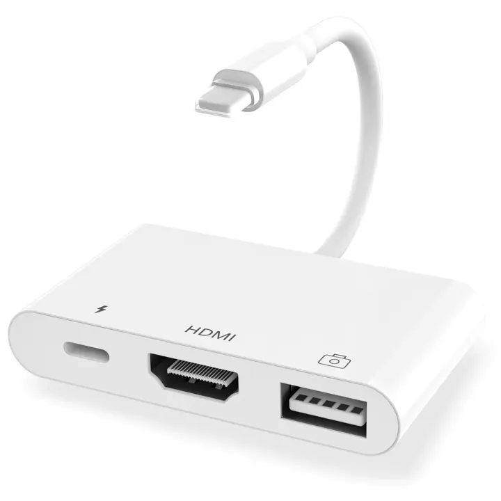 Adaptador Lightning a HDMI para iPhone, iPad a TV, adaptador USB Dual OTG, adaptador de micrófono para iPhone, transmisión en vivo con carga - 1