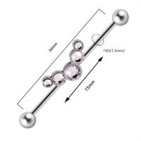 Piercing de titanio g23, 14g, Ópalo, Luna, flor, pendientes de tuerca, doble oreja, puente de oreja, joyería, 1 ud. - details 39