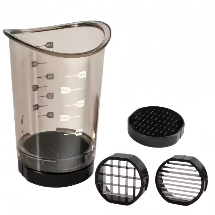 Picador manual multifuncional de verduras y frutas con cuchillas de acero inoxidable, picador rápido y cortador en cubos para ensaladas, huevos y más, utensilio de cocina con taza medidora - 1