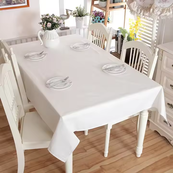 Mantel grueso de lino y algodón para Navidad, dobladillo de encaje blanco, empalme, lavable, para café, cena, banquete de boda - 1