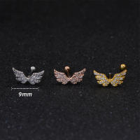 2PcsFashion gran circón ala cartílago pendiente para las mujeres piercing 1,0x6mm tragus Torre lóbulo de la oreja de helix piercing joyas - details 5