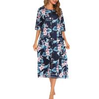 Bata larga de media manga con cremallera para mujer, ropa de dormir de longitud completa, Camisón con bolsillos, bata de baño - details 31