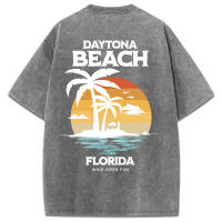 Daytone Beach Florida-Camisetas lavadas con estampado para mujer, camisetas informales de verano, Top suave y cómodo, ropa de calle deportiva de gran tamaño - details 35