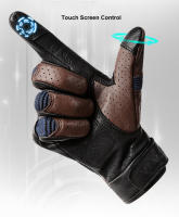 Guantes de motocicleta de cuero genuino para hombres, protección de puño, ajuste a prueba de viento, transpirable - details 3