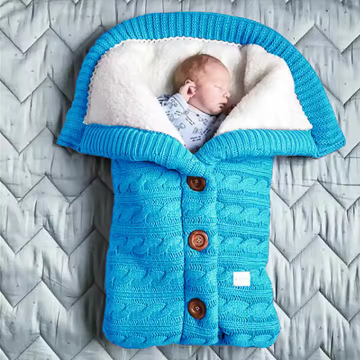 CA Saco de dormir de punto para cochecito de bebé, edredón acolchado de terciopelo y algodón para recién nacido - 1