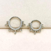 F136 anillos de titanio para la nariz, pendientes de aro de circonita para mujer, juego de joyería para Piercing de cartílago, hélice Daith Tragus Clicker - details 3