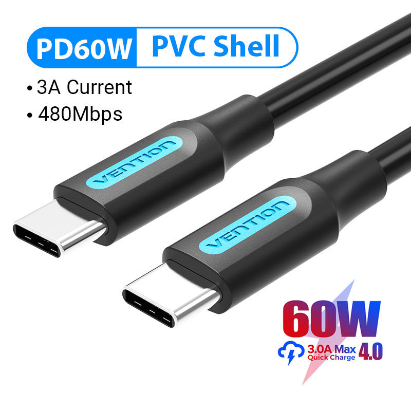 Vention-Cable USB tipo C de 100W, Cargador rápido USBC PD, USB-C tipo C para Xiaomi mi 10 Pro, Samsung S20, Macbook, iPad