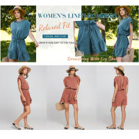 Nuevo mono de verano de algodón y lino, mono suelto de cintura casual de manga corta para mujeres - details 3