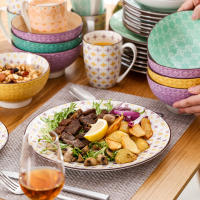Juego de Vajilla de Porcelana Vancasso Tulip 16 Piezas 4 Colores 4 Diseños Plato de Cena Plato de Postre Bol y Mug Set Utensilios de Cocina Cerámica Producto Normal y Sostenible Para Todas las Temporadas - details 5