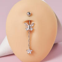 Anillo de acero quirúrgico para el ombligo, Piercing para el ombligo, CZ, cristal, abeja, flor, corazón, joyería para la oreja, 1 unidad - details 7