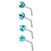 Juego de pendientes de acero quirúrgico para piercing de nariz, conjunto de anillos cuadrados para piercing en forma de l, Estrella real, 4 piezas - details 22