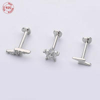 Pendientes de plata de ley 925 con diseño de flor para mujer, aretes de 2 piezas, Piercing de hilo de 16G, joyería fina de boda de oro de 18K - details 3