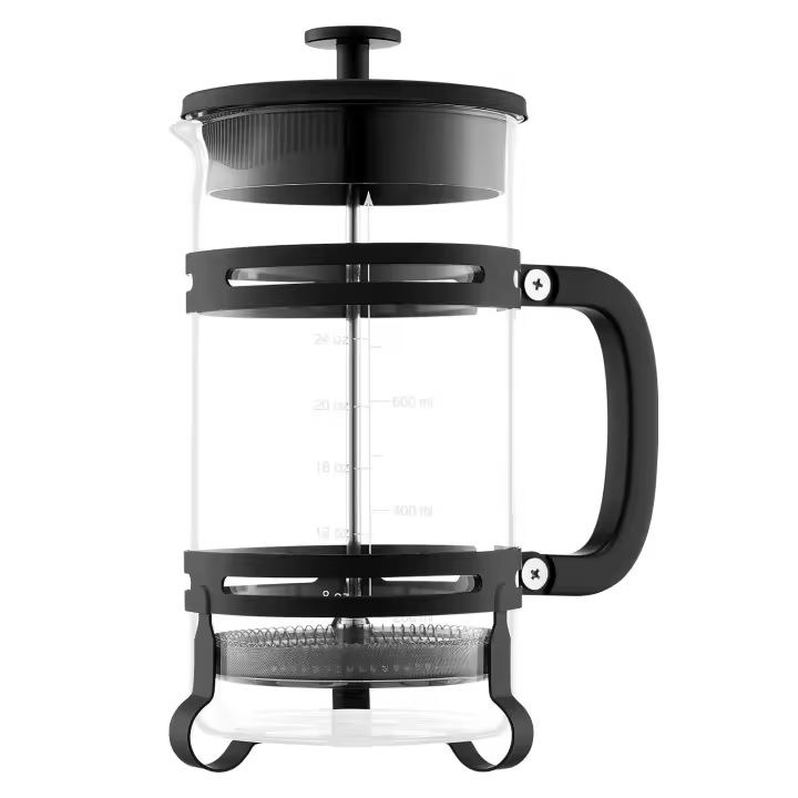 Cafetera Francesa SucceBuy de 1 Litro, Vidrio de Borosilicato con Filtro de Acero Inoxidable, Ideal para Preparar Café y Té en Casa, Camping o Viajes, Plateada - 1