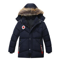 Chaqueta de plumón para niños y niñas, abrigo grueso y cálido con capucha y cuello de piel, color azul marino, Parka de 2 a 10 L-3XL, para invierno - details 1