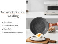 RIOVARM Antiadherente Juego de sartenes Inducción Juego de sartenes con mango resistente al calor Granito Sartén para tortillas sin PFOA Mármol Batería de cocina para varias estufas 20cm 24cm 28cm - details 3