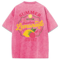 Camiseta de Algodón Veraniego Diseño de Fresa Limón Top Casual Suelto para Mujeres Moda de Verano - details 21