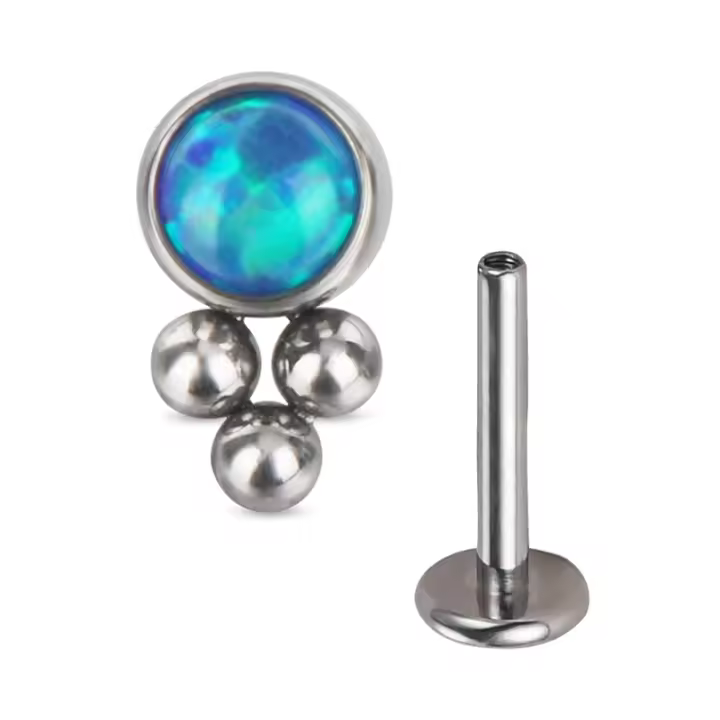 Tachuelas de titanio para oreja, conjunto de 3 bolas roscadas con bisel CZ, superior, Labret, labio, Piercing para cartílago de la oreja, joyería para Tragus, 1PcG23 - 1