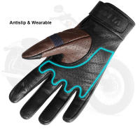 Guantes de motocicleta de cuero genuino para hombres, protección de puño, ajuste a prueba de viento, transpirable - details 2