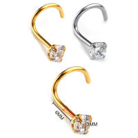 Piercing de acero inoxidable con diamantes de imitación, 2 piezas, 0,8x6 + 3MM, tabique nasal, ganchos, barra, alfiler, anillos para la nariz, joyería para el cuerpo, femenino - details 1