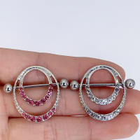 Anillos redondos dobles para pezones, Piercing de pezón de aleación, joyería corporal, 2 piezas, 16G - details 2