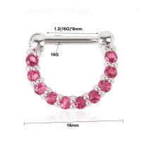 Aros de circonia aaa de 16G para mujer, piercing para la nariz, color plateado, joyería para el cuerpo, piercing para el pezón y el tabique falso - details 2