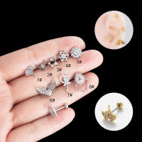 Anillo de barra de labio Labret, extremo de bola, borla, ala, 20G, flor de cristal, Cruz, CZ, cartílago, Tragus, hélice, Piercing, pendientes planos, 2 piezas - details 1