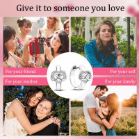 Pendientes de plata de ley 925 para mujer, aretes con símbolo del infinito, corazón radiante, regalo de cumpleaños - details 0