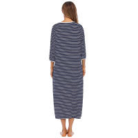Bata larga con cremallera para mujer, ropa de dormir de longitud completa con bolsillos, camisón de manga 3/4, bata de baño - details 26