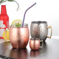 Taza de cobre puro de 500ml, Mule de Moscú engrosada, taza de mula de Moscú, taza de acabado suave martillado, taza de mulas, cócteles, café, cerveza - details 4