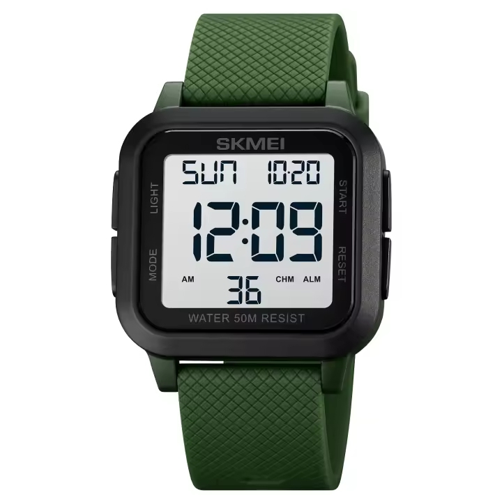 SKMEI-reloj deportivo Digital para hombre, cronógrafo militar con alarma, resistente al agua, pantalla LED, resistente al agua, 5Bar - 1