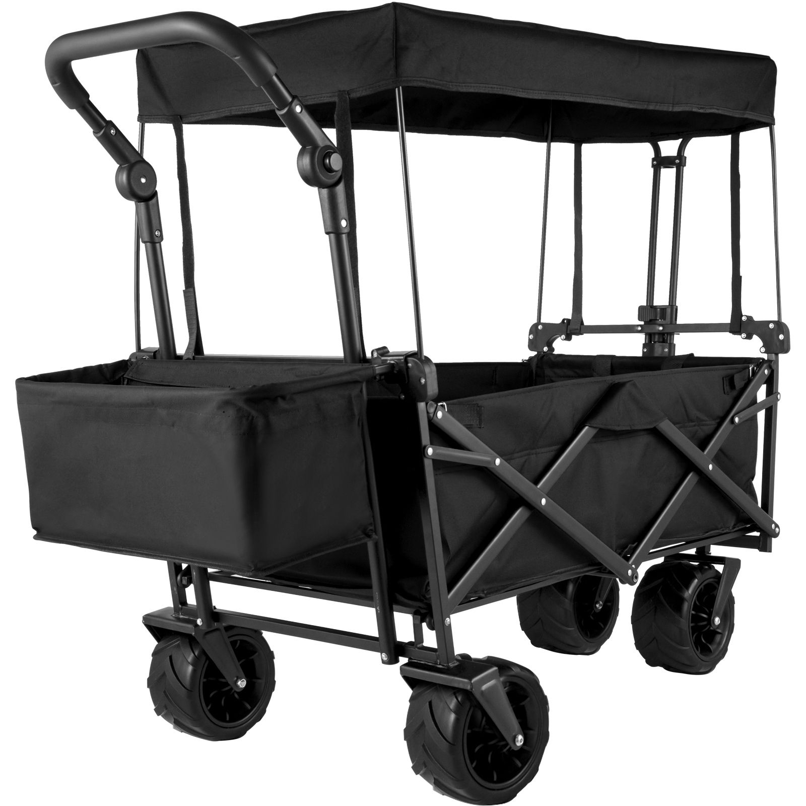 SucceBuy Carro plegable, carrito de jardín plegable con sombra, utilidad de playa, carro plegable portátil para playa, jardín, deportes