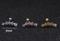 2PcsFashion gran circón ala cartílago pendiente para las mujeres piercing 1,0x6mm tragus Torre lóbulo de la oreja de helix piercing joyas - details 6