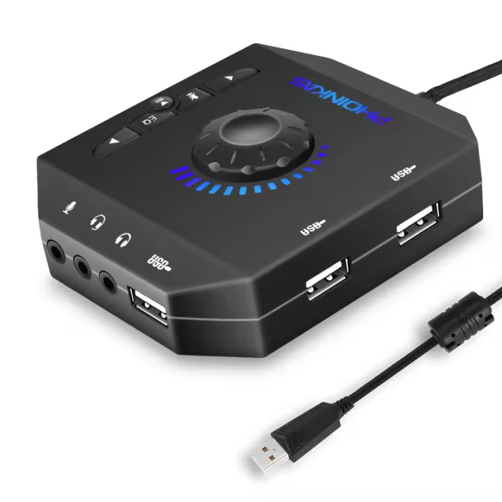 Convertidor multifunción de tarjeta de sonido externa USB, portátil, ligero, Compatible con Windows Vista Mac IOS - 1