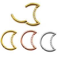 Piercing G23 de titanio en forma de luna para nariz, piercing para el tabique nasal, de la oreja tragus, cartílago, hélice, labio, segmento de aro, anillos para la nariz, circón - details 1