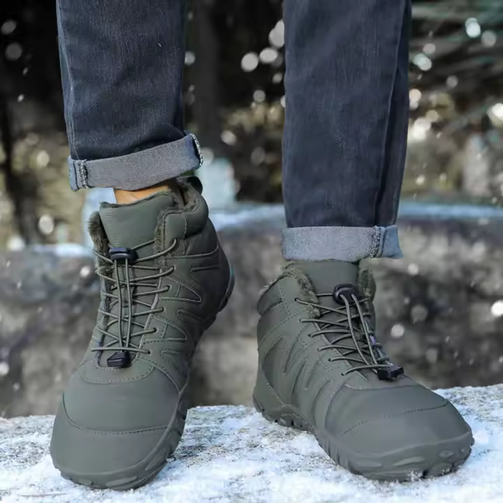 Zapatos descalzos con punta ancha para mujer y hombre, calzado minimalista forrado de piel, suela cero caída, botas de nieve cálidas para caminar al aire libre, Invierno - 1